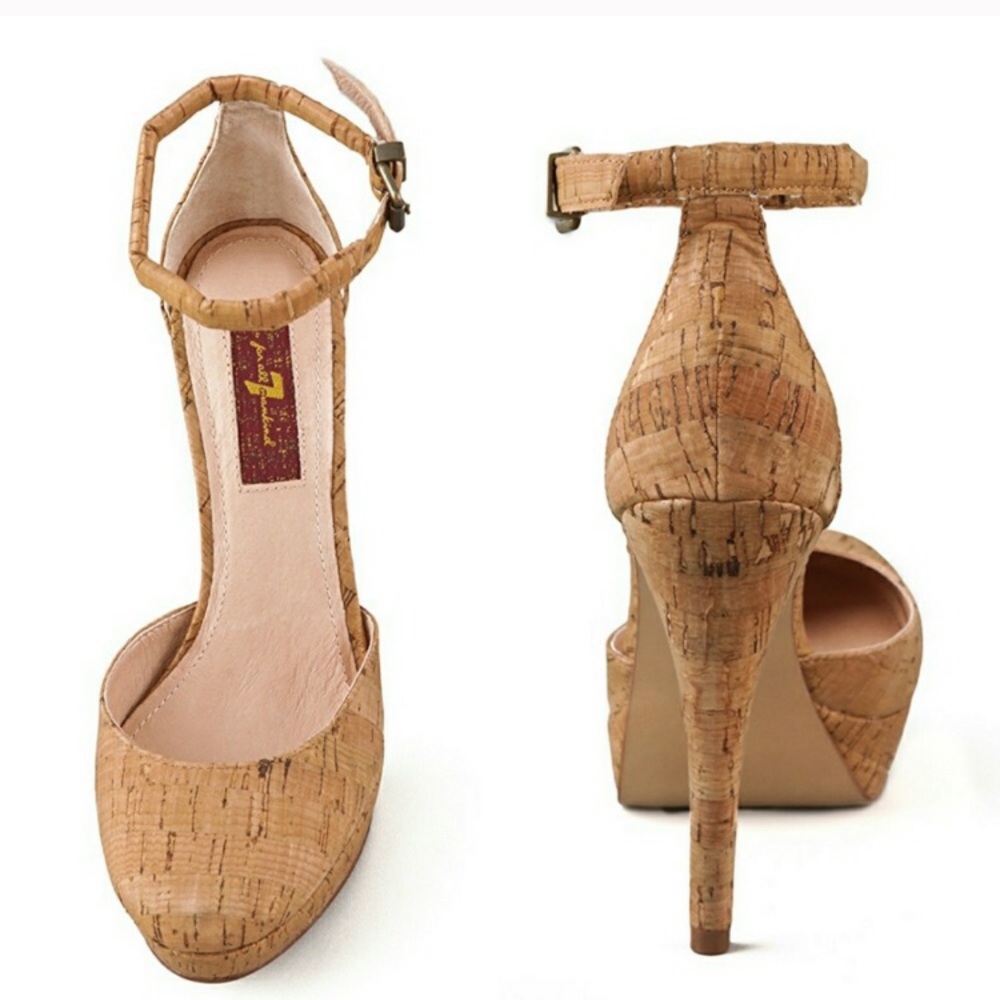 7 For All Mankind Natural Cork Minty Pump